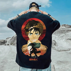 MAOKEI - 3D Eren AOT Vintage Shirt - 1005004463531790-BK-xlpdd2032-XXS