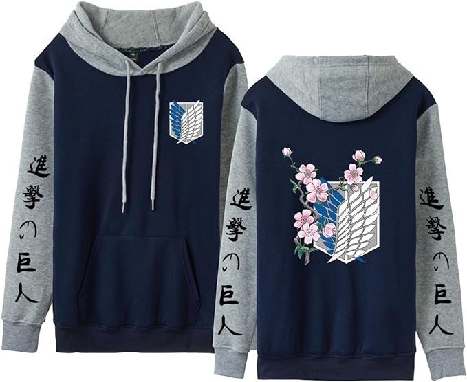 MAOKEI - Attack on Titan Sakura Style Emblem Bi-Color Hoodies - B0CKQWXVDL-2
