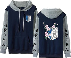 MAOKEI - Attack on Titan Sakura Style Emblem Bi-Color Hoodies - B0CKQWXVDL-2