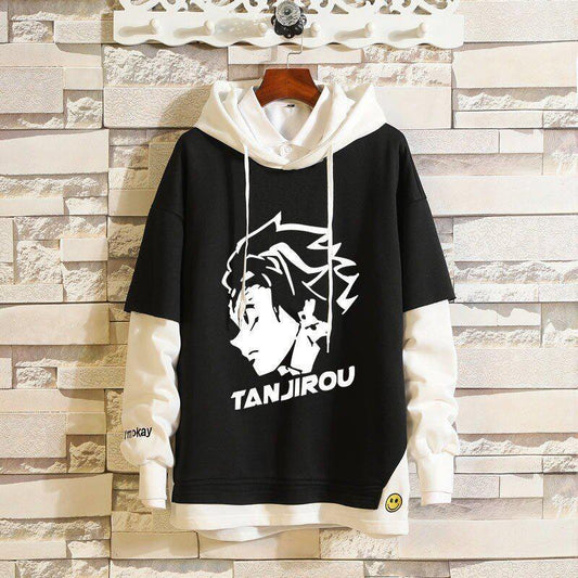 MAOKEI - Demon Slayer Tanjiro Black White Hoodie - 1005001548022121-45-S-Kimetsu no Yaiba