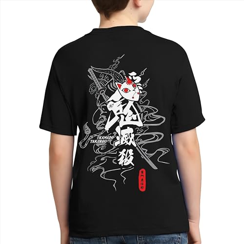 MAOKEI - Demon Slayer Tanjiro Mask Fighting T-Shirt - B0CKX28V9D
