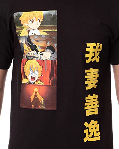MAOKEI - Demon Slayer Zenitsu Agatsuma Panels Kanji T-Shirt - B09Y9J8SR7