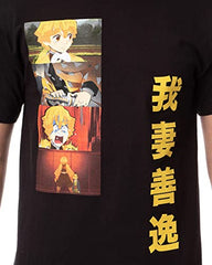 MAOKEI - Demon Slayer Zenitsu Agatsuma Panels Kanji T-Shirt - B09Y9J8SR7