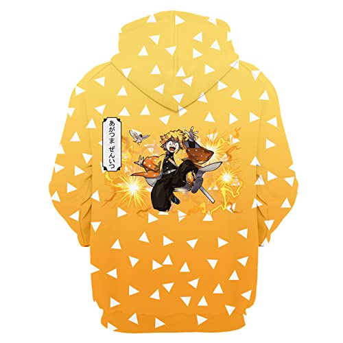 MAOKEI - Demon Slayer Zenitsu Uniform Cosplay Deter Hoodie - B0BWY283JZ