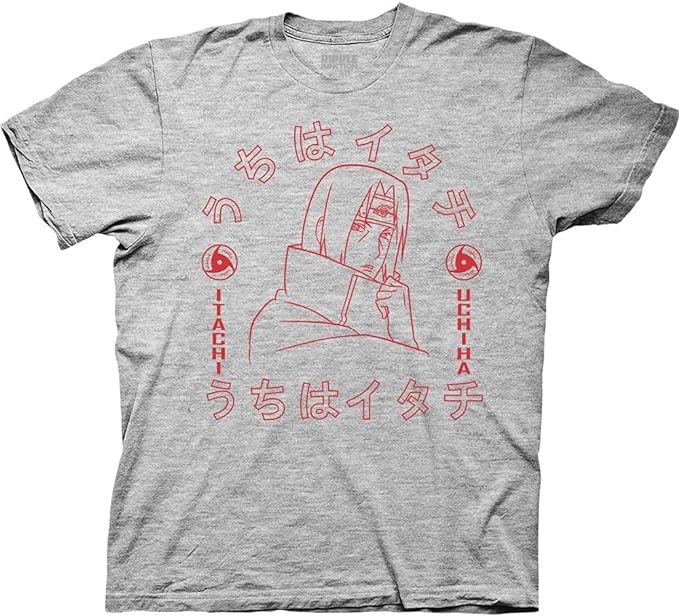 MAOKEI - Naruto Shippuden Itachi Uchiha Sharingan Kanji Shirt - B0B338V6CK