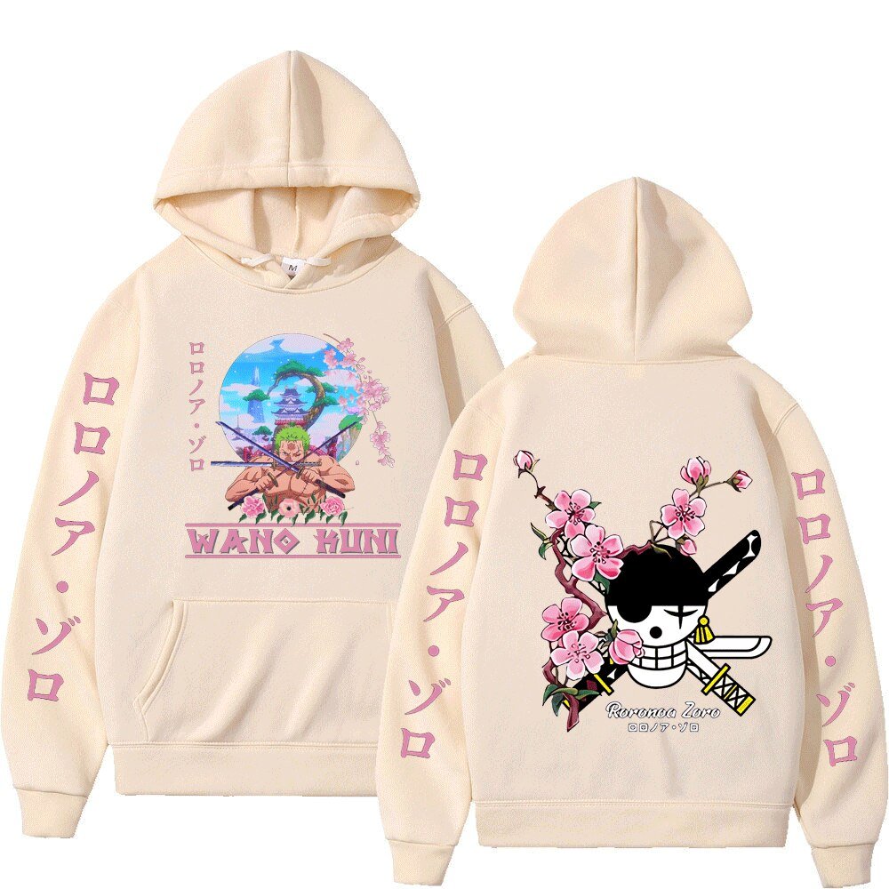 MAOKEI - One Piece Roronoa Zoro Wano Sakura Hoodie - 1005004141775700-Khaki-S