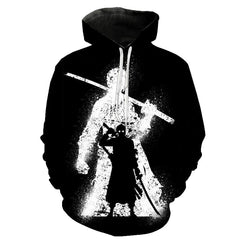 MAOKEI - One Piece Zoro Special Black White 3D Hoodie - 1005001570155775-Roronoa Zoro-XXS
