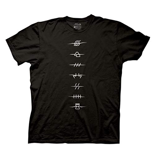 MAOKEI - Ripple Junction Naruto Shippuden Men's Short Sleeve T-Shirt Anti-Village & Akatsuki Red Cloud Front Back Anime Black - B008FR5PQO