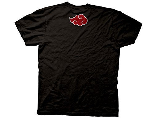 MAOKEI - Ripple Junction Naruto Shippuden Men's Short Sleeve T-Shirt Anti-Village & Akatsuki Red Cloud Front Back Anime Black - B008FR5PQO