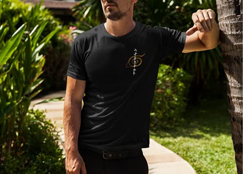 MAOKEI - Ripple Junction Naruto Shippuden Men's Short Sleeve T-Shirt Hidden Leaf Village Outline Splatter Crew Neck S Black - B00U0HQGMY