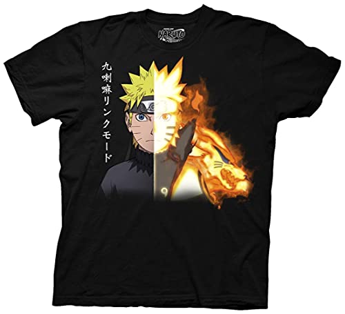 MAOKEI - Ripple Junction Naruto Shippuden Men's Short Sleeve T-Shirt Naruto Link Mode Bijuu Kurama 9 Tails Beast Chakra Small Black - B00JPPODPO