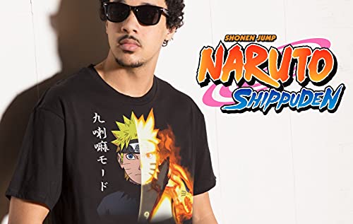 MAOKEI - Ripple Junction Naruto Shippuden Men's Short Sleeve T-Shirt Naruto Link Mode Bijuu Kurama 9 Tails Beast Chakra Small Black - B00JPPODPO