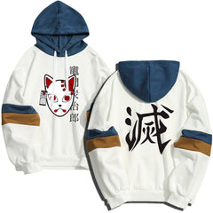 MAOKEI - Tanjiro Mask Japan Style Hoodie - 4000538191270-White-S