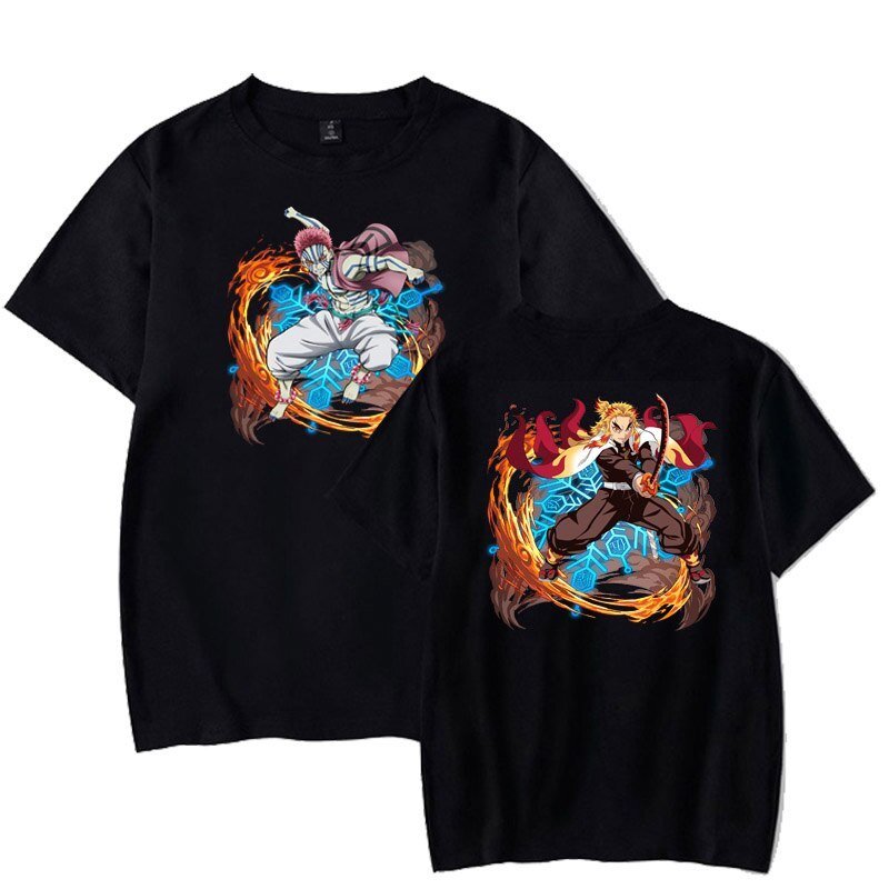 MAOKEI - Kyoujurou & Akaza 3D T-shirt - 1005003217671330-Black-XS