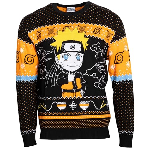 MAOKEI - Naruto Chibi Ramen Holiday Snowflakes Christmas Sweater - B0CKKHN266