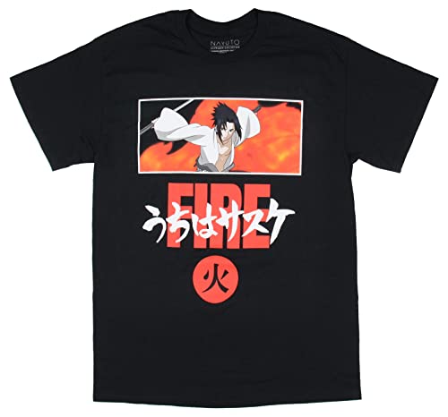 MAOKEI - Naruto Shippuden Sasuke Fire Style 1 T-Shirt - B0BTZ95N1R