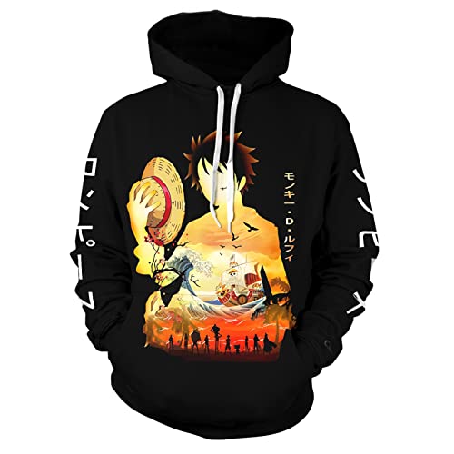 MAOKEI - One Piece Mugiwara Luffy Cozy Standard Hoodie - B0C8MLQBW1