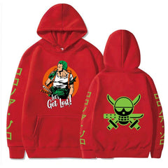 MAOKEI - One Piece Roronoa Zoro Fan Lost Joke Hoodie - 1005003932218380-Red-XS